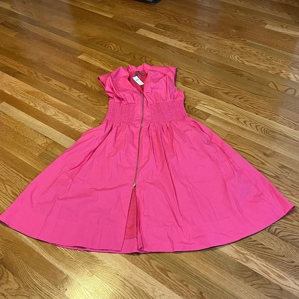 Anthropologie The Tommie Cap-Sleeve Smocked Front-Zip Shirt Dress Size LP NWT - Picture 6 of 12